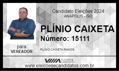 Candidato PLÍNIO CAIXETA 2024 - ANÁPOLIS - Eleições