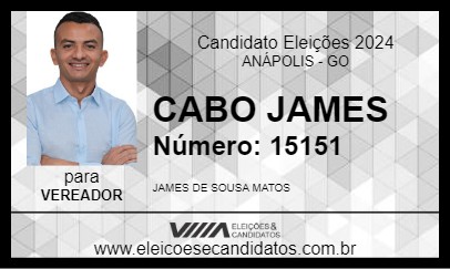 Candidato CABO JAMES 2024 - ANÁPOLIS - Eleições