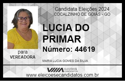 Candidato LUCIA DO PRIMAR 2024 - COCALZINHO DE GOIÁS - Eleições