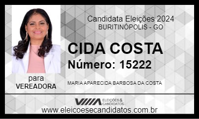 Candidato CIDA COSTA 2024 - BURITINÓPOLIS - Eleições