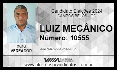 Candidato LUIZ MECÂNICO 2024 - CAMPOS BELOS - Eleições