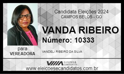 Candidato VANDA RIBEIRO 2024 - CAMPOS BELOS - Eleições