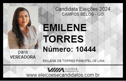 Candidato EMILENE TORRES 2024 - CAMPOS BELOS - Eleições