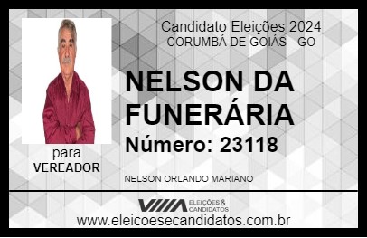 Candidato NELSON DA FUNERÁRIA 2024 - CORUMBÁ DE GOIÁS - Eleições