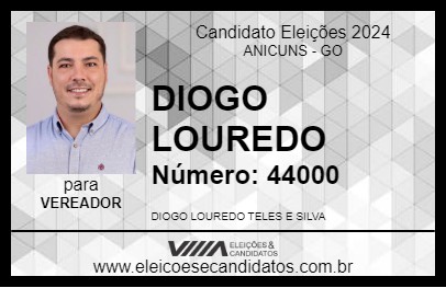 Candidato DIOGO LOUREDO 2024 - ANICUNS - Eleições