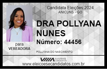 Candidato DRA POLLYANA NUNES 2024 - ANICUNS - Eleições