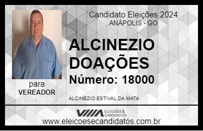 Candidato ALCINEZIO DOAÇÕES 2024 - ANÁPOLIS - Eleições