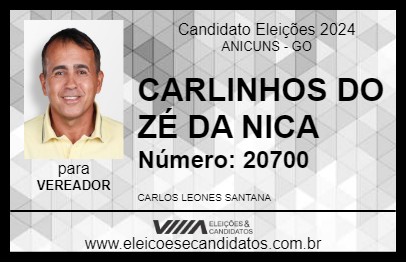 Candidato CARLINHOS DO ZÉ DA NICA 2024 - ANICUNS - Eleições