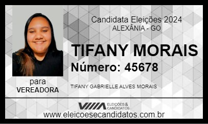 Candidato TIFANY MORAIS 2024 - ALEXÂNIA - Eleições