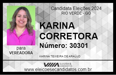 Candidato KARINA CORRETORA 2024 - RIO VERDE - Eleições