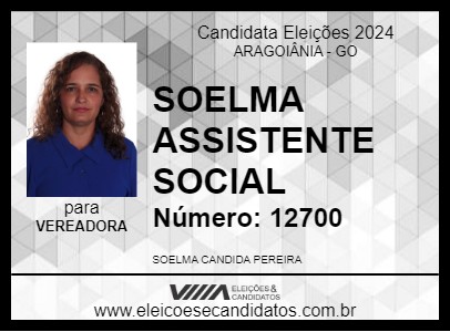 Candidato SOELMA ASSISTENTE SOCIAL 2024 - ARAGOIÂNIA - Eleições