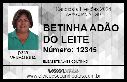 Candidato BETINHA ADÃO DO LEITE 2024 - ARAGOIÂNIA - Eleições