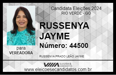 Candidato RUSSENYA JAYME 2024 - RIO VERDE - Eleições