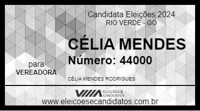 Candidato CÉLIA MENDES 2024 - RIO VERDE - Eleições