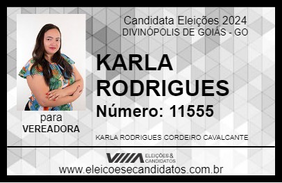 Candidato KARLA RODRIGUES 2024 - DIVINÓPOLIS DE GOIÁS - Eleições