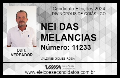 Candidato NEI DAS MELANCIAS 2024 - DIVINÓPOLIS DE GOIÁS - Eleições