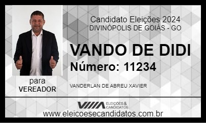 Candidato VANDO DE DIDI 2024 - DIVINÓPOLIS DE GOIÁS - Eleições