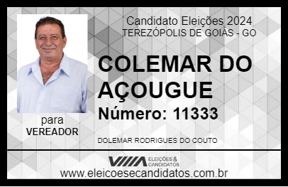 Candidato COLEMAR DO AÇOUGUE 2024 - TEREZÓPOLIS DE GOIÁS - Eleições