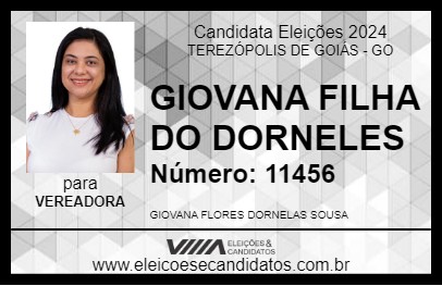 Candidato GIOVANA FILHA DO DORNELES 2024 - TEREZÓPOLIS DE GOIÁS - Eleições