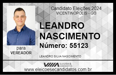 Candidato LEANDRO NASCIMENTO 2024 - VICENTINÓPOLIS - Eleições