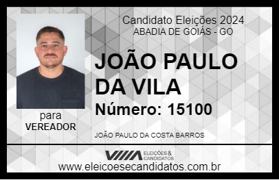 Candidato JOÃO PAULO DA VILA 2024 - ABADIA DE GOIÁS - Eleições