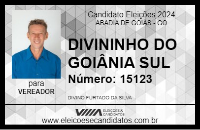 Candidato DIVININHO DO GOIÂNIA SUL 2024 - ABADIA DE GOIÁS - Eleições