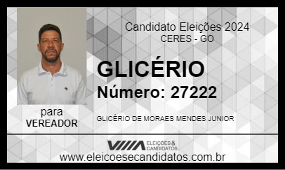 Candidato GLICÉRIO 2024 - CERES - Eleições