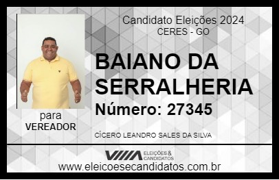 Candidato BAIANO DA SERRALHERIA 2024 - CERES - Eleições