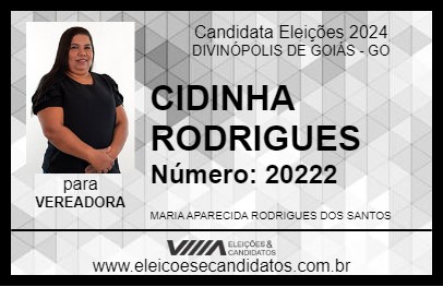 Candidato CIDINHA RODRIGUES 2024 - DIVINÓPOLIS DE GOIÁS - Eleições