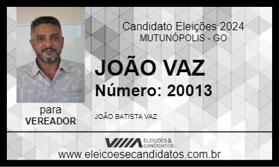 Candidato JOÃO VAZ 2024 - MUTUNÓPOLIS - Eleições