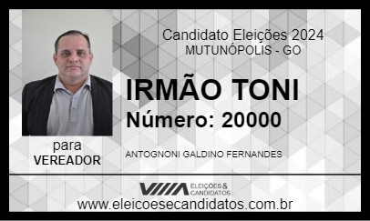 Candidato IRMÃO TONI 2024 - MUTUNÓPOLIS - Eleições