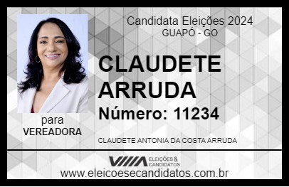 Candidato CLAUDETE ARRUDA 2024 - GUAPÓ - Eleições