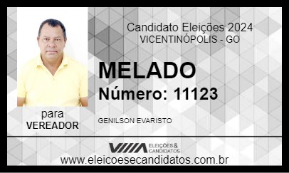 Candidato MELADO 2024 - VICENTINÓPOLIS - Eleições