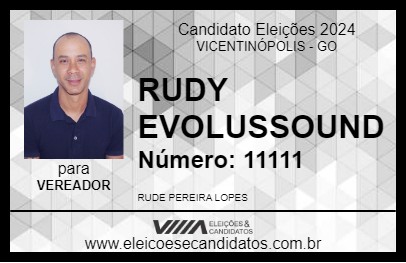 Candidato RUDY EVOLUSSOUND 2024 - VICENTINÓPOLIS - Eleições