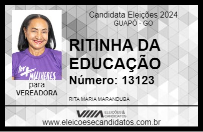 Candidato RITINHA DA EDUCAÇÃO 2024 - GUAPÓ - Eleições