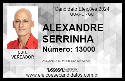 Candidato ALEXANDRE SERRINHA 2024 - GUAPÓ - Eleições