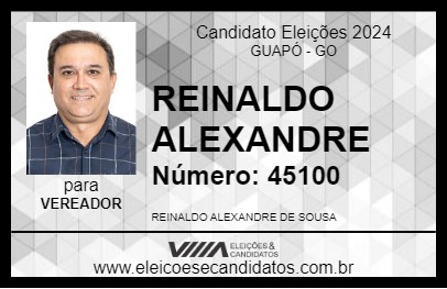 Candidato REINALDO ALEXANDRE 2024 - GUAPÓ - Eleições