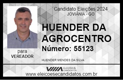 Candidato HUENDER DA AGROCENTRO 2024 - JOVIÂNIA - Eleições