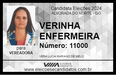 Candidato VERINHA ENFERMEIRA 2024 - ALVORADA DO NORTE - Eleições