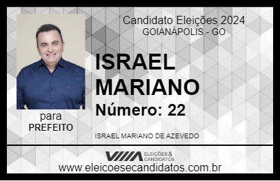 Candidato ISRAEL MARIANO 2024 - GOIANÁPOLIS - Eleições