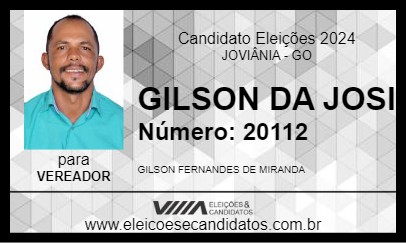 Candidato GILSON DA JOSI 2024 - JOVIÂNIA - Eleições