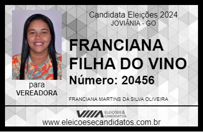 Candidato FRANCIANA FILHA DO VINO 2024 - JOVIÂNIA - Eleições