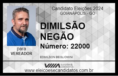 Candidato DIMILSÃO NEGÃO 2024 - GOIANÁPOLIS - Eleições