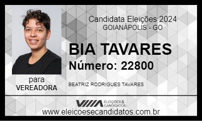 Candidato BIA TAVARES 2024 - GOIANÁPOLIS - Eleições