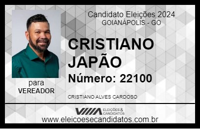 Candidato CRISTIANO JAPÃO 2024 - GOIANÁPOLIS - Eleições