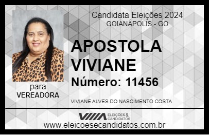 Candidato APOSTOLA VIVIANE 2024 - GOIANÁPOLIS - Eleições