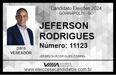 Candidato JEFERSON RODRIGUES 2024 - GOIANÁPOLIS - Eleições