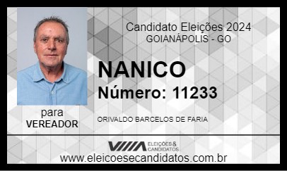 Candidato NANICO 2024 - GOIANÁPOLIS - Eleições