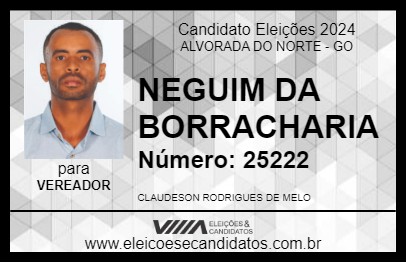 Candidato NEGUIM DA BORRACHARIA 2024 - ALVORADA DO NORTE - Eleições