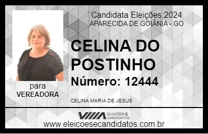 Candidato CELINA DO POSTINHO 2024 - APARECIDA DE GOIÂNIA - Eleições